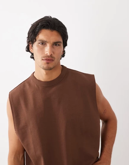 Мужская майка ASOS Design breatheMAX, коричневая