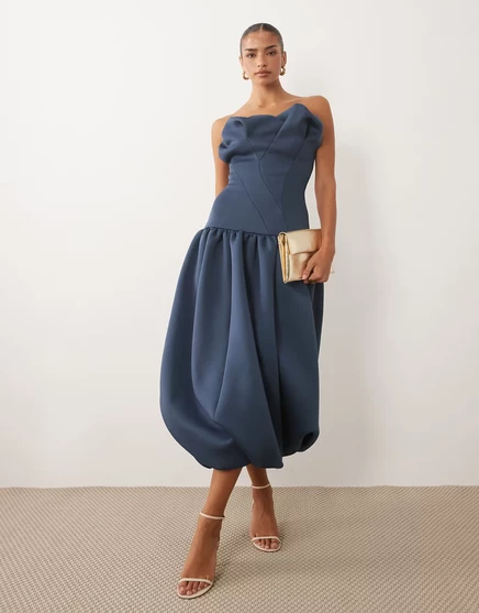 Женское миди-платье ASOS Design бандо, синее