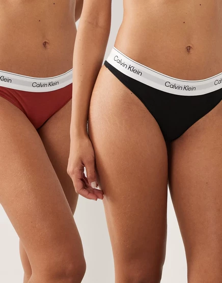 Женские стринги Calvin Klein Icon Cotton Modal, 2 шт., черный/красный