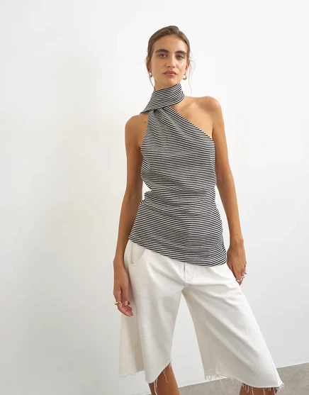 Женский топ Topshop с деталью-шарфом, в полоску