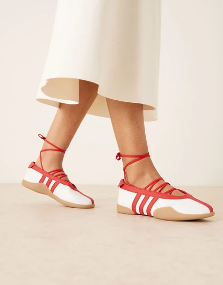 Женские балетки adidas Originals Taekwondo Mei, бело-красные