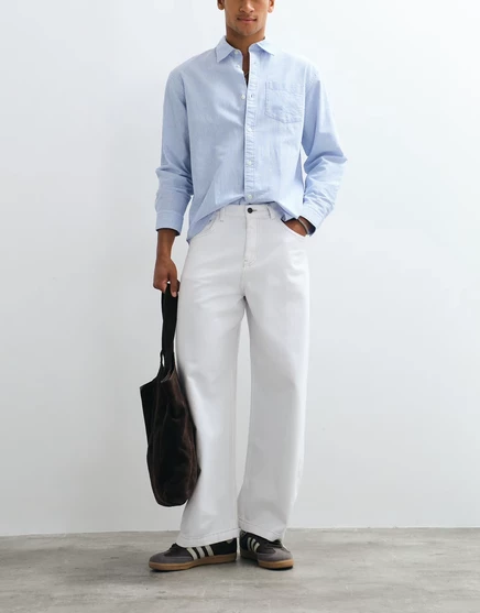 Мужские джинсы ASOS Design Barrel с бежевой строчкой, белые
