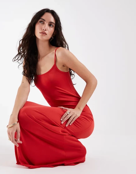 Женское платье‑комбинация asos design из модала, красное