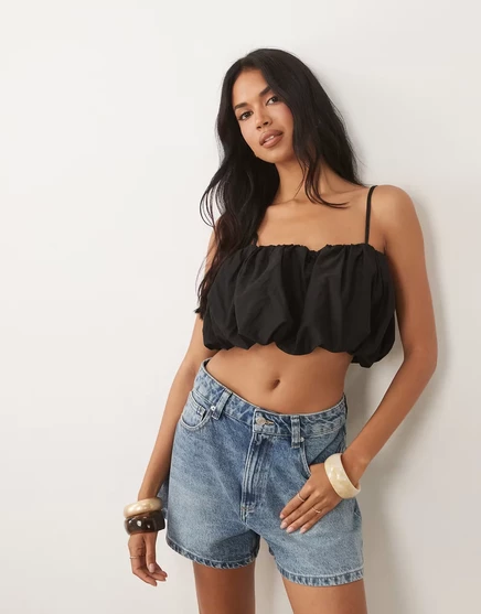 Женский укороченный топ ASOS Design с рюшами, черный