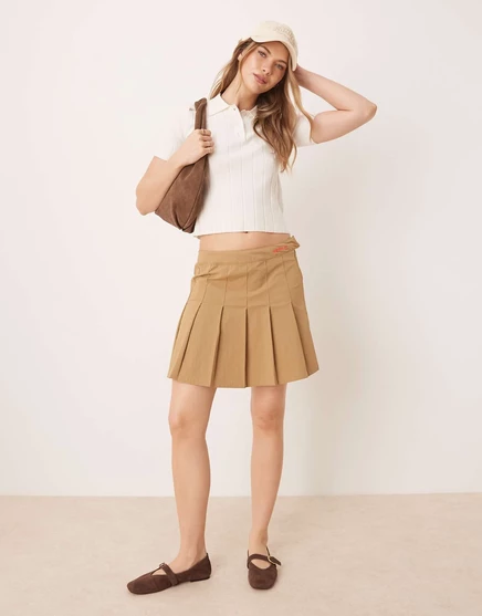 спортивная плиссированная юбка adidas Originals бежевого цвета beige