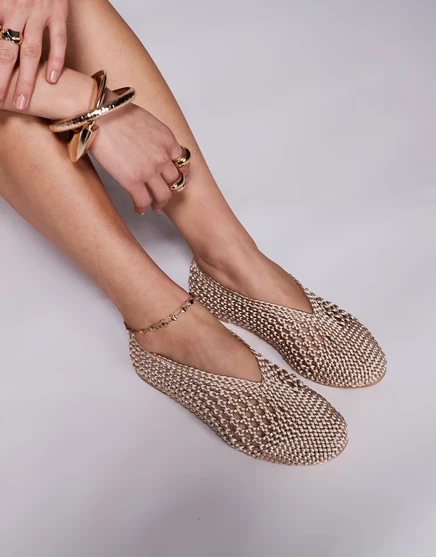 Женские балетки Public Desire Dylan плетеные, кремовые