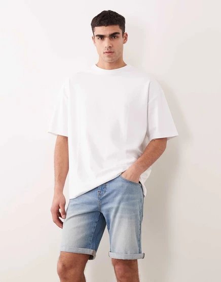 Мужские джинсовые шорты ASOS Design узкие, светло-голубые