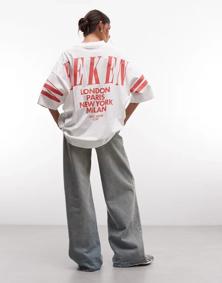 Женская футболка ASOS Weekend, белая с красным принтом