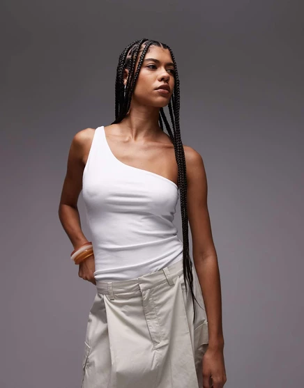 Топ премиум-класса Topshop с одним плечом белого цвета white