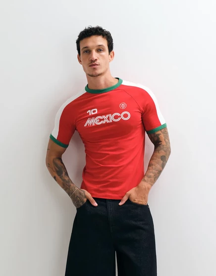ДИЗАЙНЕРСКАЯ футболка muscle ringer от ASOS с изображением Мексики красного цвета