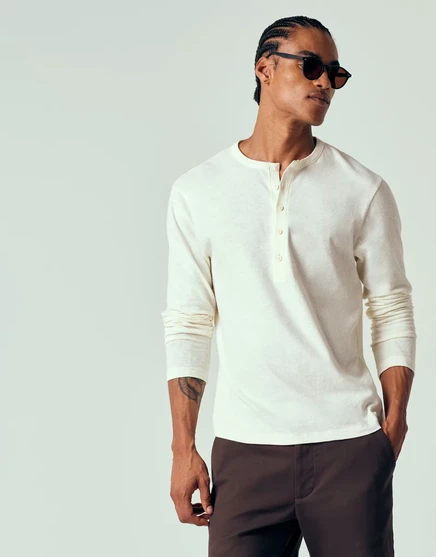 Мужская футболка ASOS Design Henley, кремовая