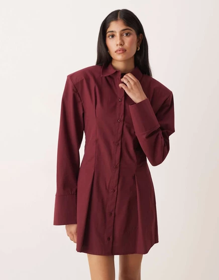 Женское платье ASOS Design-рубашка мини, бордовое