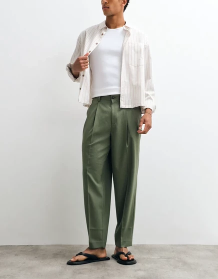 Мужские плиссированные зауженные брюки ASOS Design, оливковые