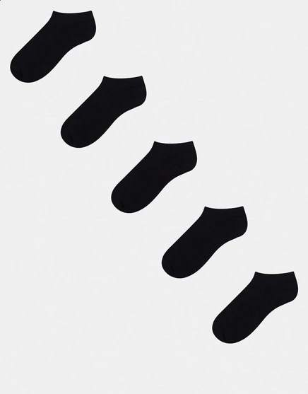 Носки для кроссовок ASOS DESIGN из 5 упаковок черного цвета black