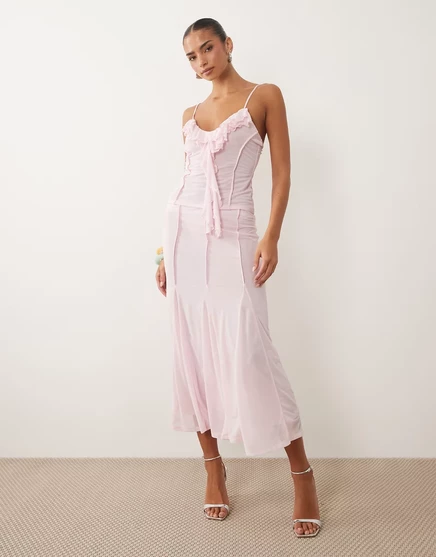 Женская миди-юбка ASOS Design godet, бледно-розовая