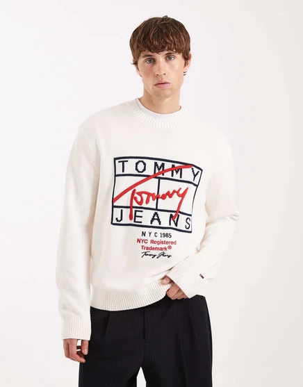 Свитер с фирменным графическим логотипом Tommy Jeans белого цвета white