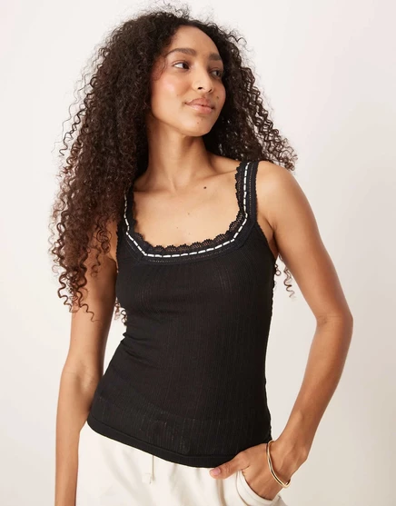 Майка на бретелях с лентой Free People only you черного цвета black