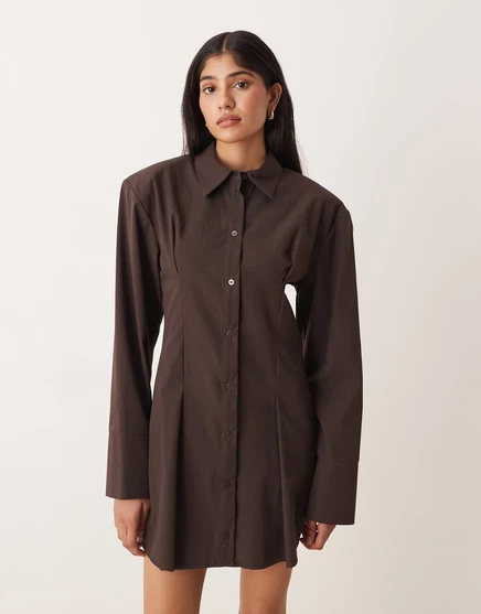 Женское платье-рубашка ASOS Design мини, шоколадное