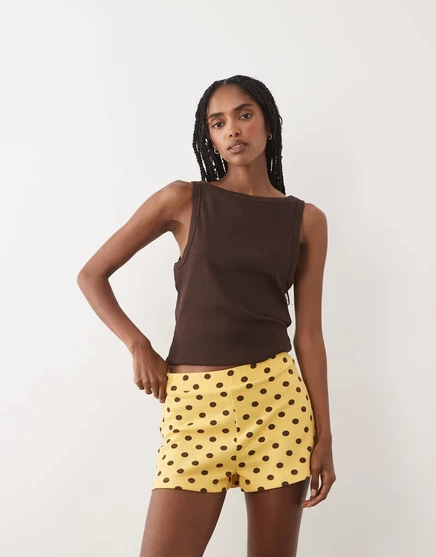 Женские шорты Miss Selfridge ребристые, желтые в горошек