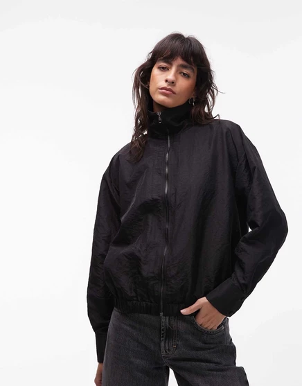 Женская ветровка ASOS Design с высоким воротом, черная