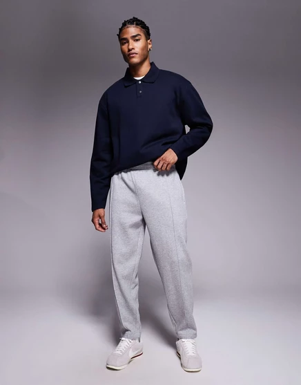  Зауженные спортивные брюки ASOS DESIGN с защипами, цвет: серый меланж gray heather