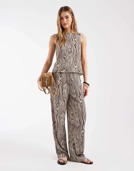 Женские плиссированные брюки Pieces Wide Leg, кофейные