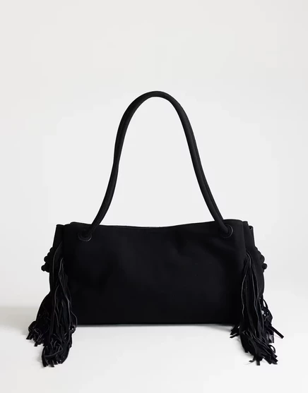 Женская сумка TopShop Maisie с кожаными кистями, черная