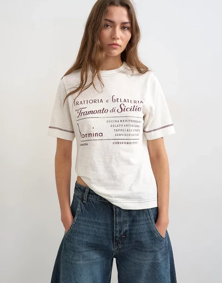 Футболка с графическим принтом Topshop Tramonto Di Sicilia цвета экрю ecru