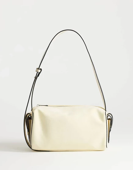 Сумка через плечо из замши Topshop Sabrina medium с карманами кремового цвета