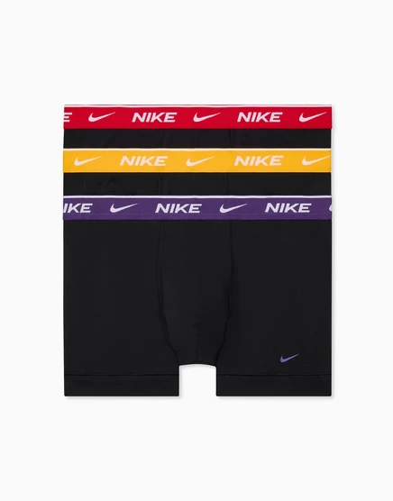 Хлопковые трусы Nike Essential из 3-х комплектов черного цвета с фиолетовым /желтым /красным поясом черно - фиолетового / желтого / красного цвета