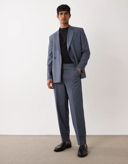 Мужские костюмные брюки ASOS Design свободного кроя, зауженные, в клетку, синие