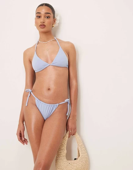 Купальники-бикини Maya от ASOS DESIGN синего цвета с завязками по бокам blue