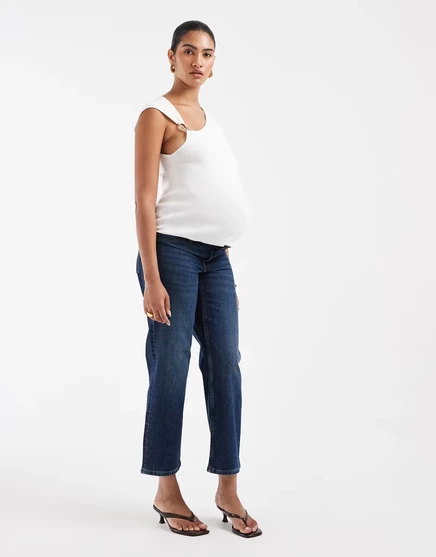 Джинсы для беременных ASOS Design прямые, темно-синие