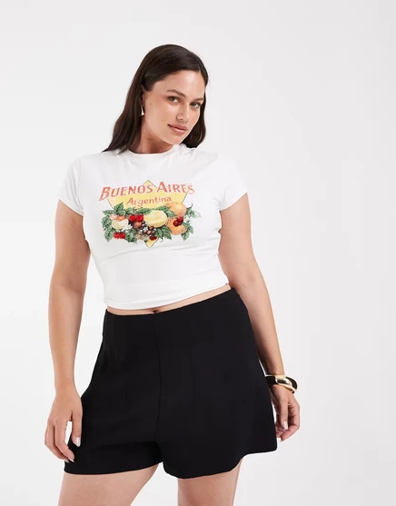 Шорты-корсет ASOS DESIGN Curve с завышенной талией и детализацией швов черного цвета black