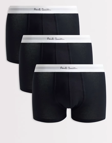 Трусы PS Paul Smith 3 штуки с белым поясом черного цвета черный