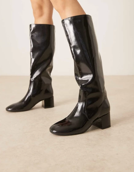 Черные сапоги до колена с круглым носком от ASOS DESIGN Cookie black