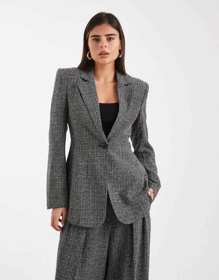 Женский жакет Vero Moda приталенный из твида, черно-белый