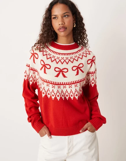 Женский свитер ASOS Design с бантиками, красный