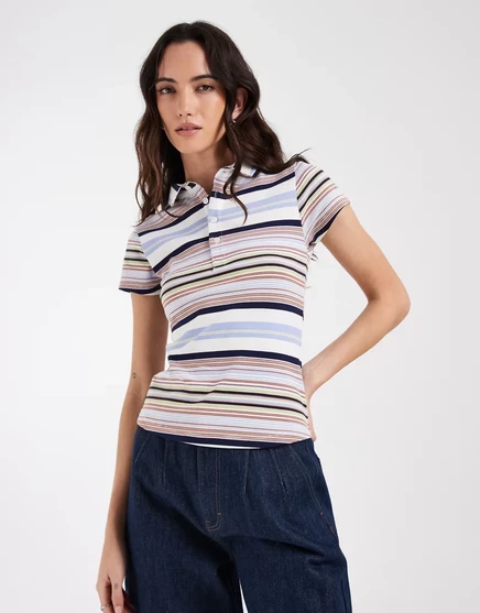Женское укороченное поло ASOS Design в синюю полоску