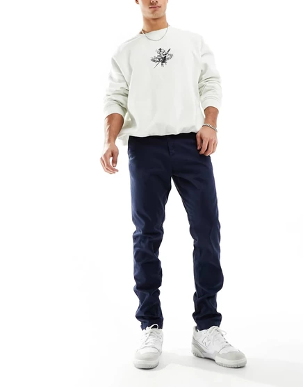 Приталенные брюки-чиносы Jack &Jones Intelligence темно-синего цвета  navy blazer