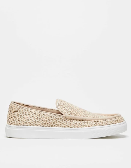  Лоферы ASOS DESIGN Cupsole из натуральной плетеной ткани stone