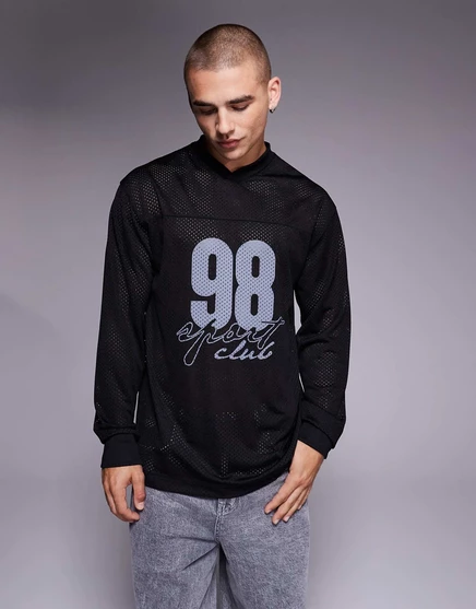 Лонгслив ASOS DESIGN черный из материала Airtex black