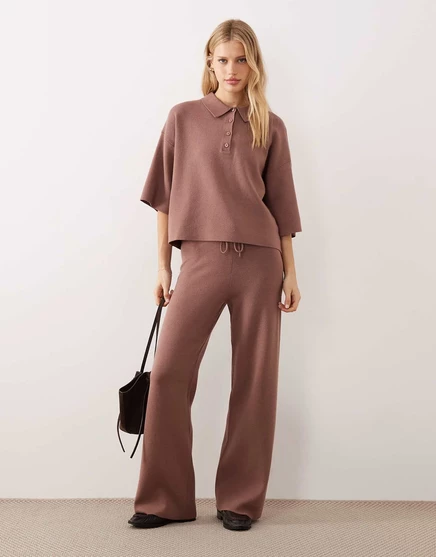 Женские широкие трикотажные брюки ASOS Design, мокко