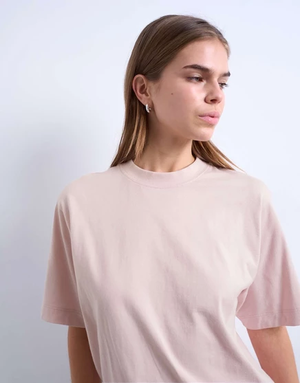 Базовая футболка Topshop premium с коротким рукавом светло-розового цвета light pink