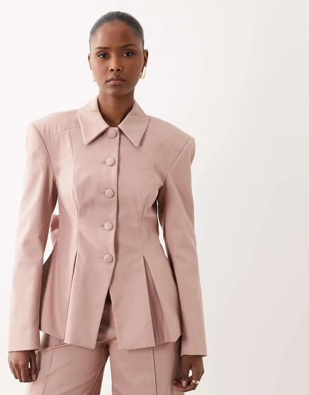 Женский пиджак ASOS Luxe с бантом на спинке, пыльно-розовый