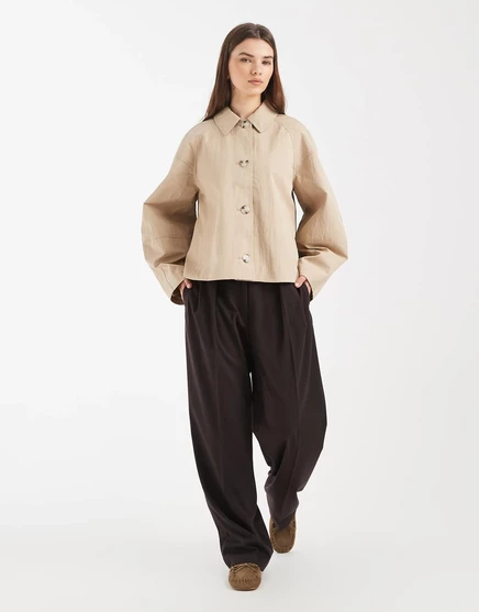 Женский короткий тренч asos design со складкой, песочный