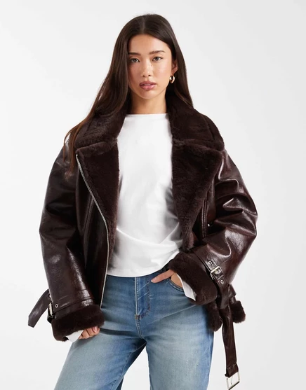 Женская куртка‑авиатор Miss Selfridge Shiny, бордовая