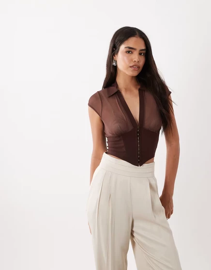 Женский корсетный топ ASOS Design, коричневый