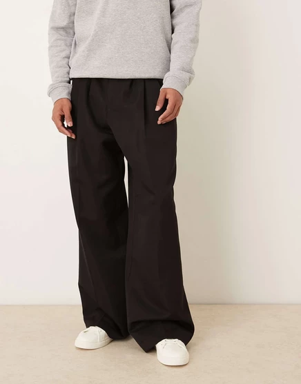 Дизайнерские брюки свободного кроя ASOS с тройными складками черного цвета black