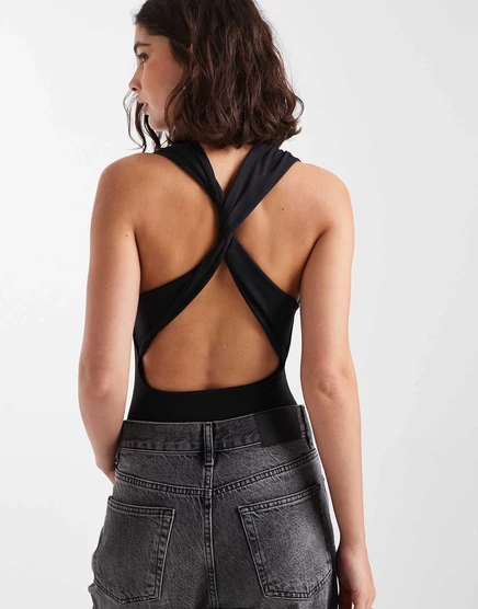 Черное боди Miss Selfridge с закручивающейся спинкой black